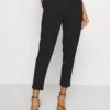 Even&Odd Paperbag Waist Tapered Trousers - Pantalon Classique - Black