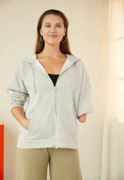Even&Odd Sweat Zippé - Mottled Grey