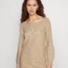Even&Odd Schulterfrei Mini Strickkleid - Robe Pull - Camel