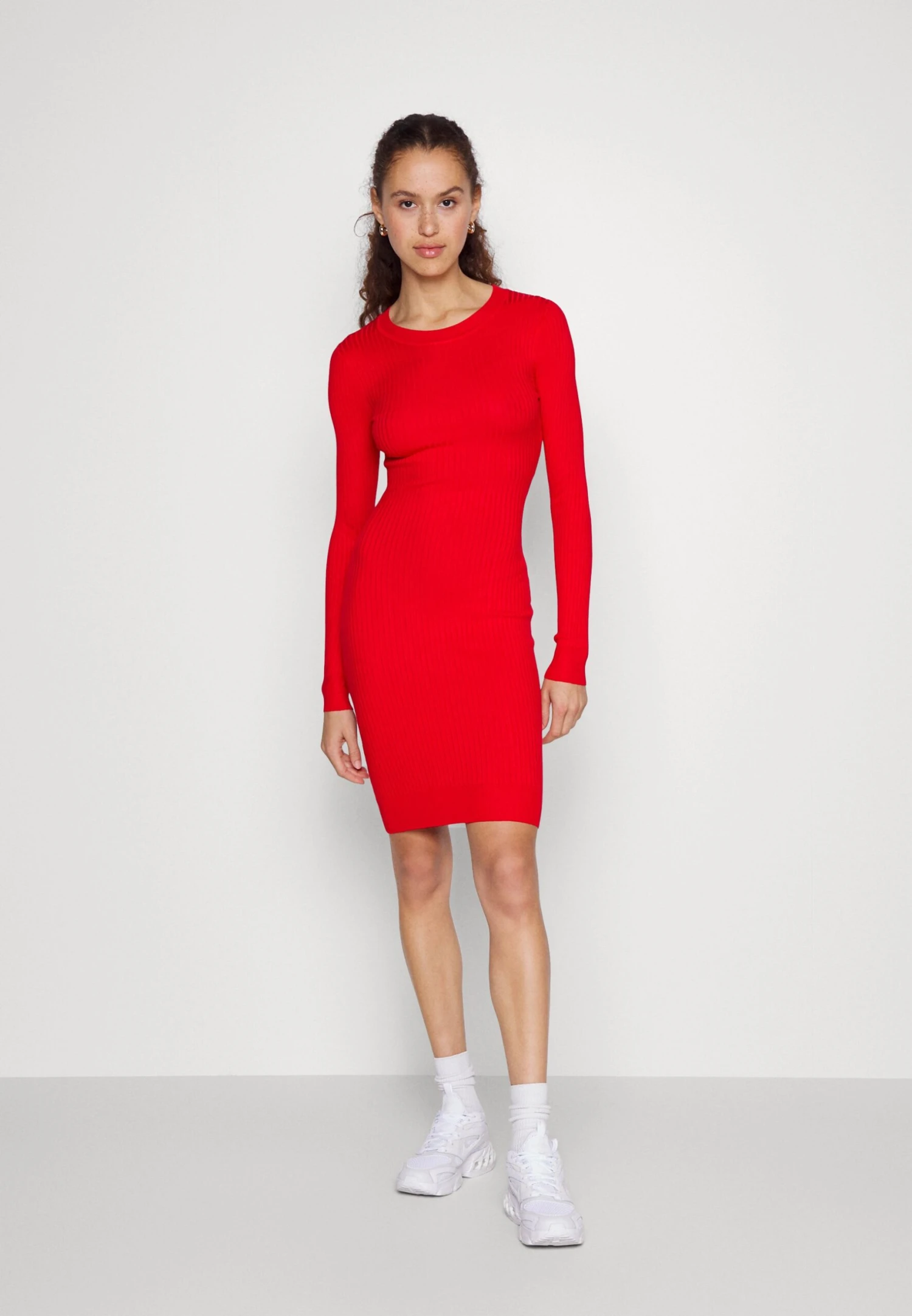 Even&Odd Crew Ausschnitt Ripp Basic Bodycon Mini Strickkleid - Robe Fourreau - Berry – Image 2